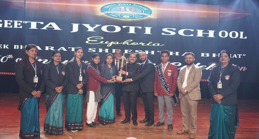 Geeta Jyoti School staff and students celebrating 40 years of excellence on stage