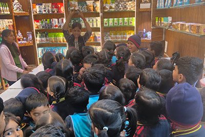 Students on a field trip at a local store
