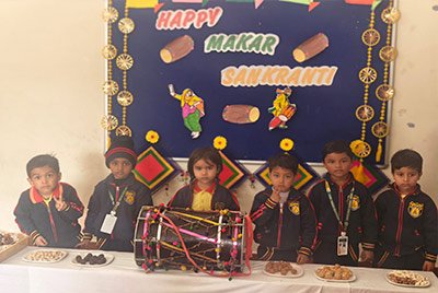Students celebrating Makar Sankranti